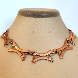 Vintage Signed Renoir Copper Modernist Necklace MCM